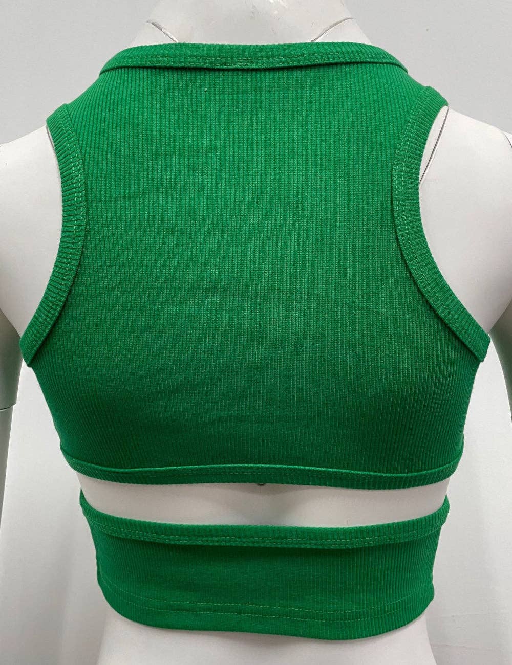 Ladies Rib Knit Back Cut Out Crop Top SKT41193