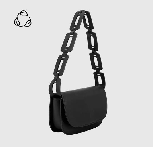 Inez Black Vegan Shoulder Bag